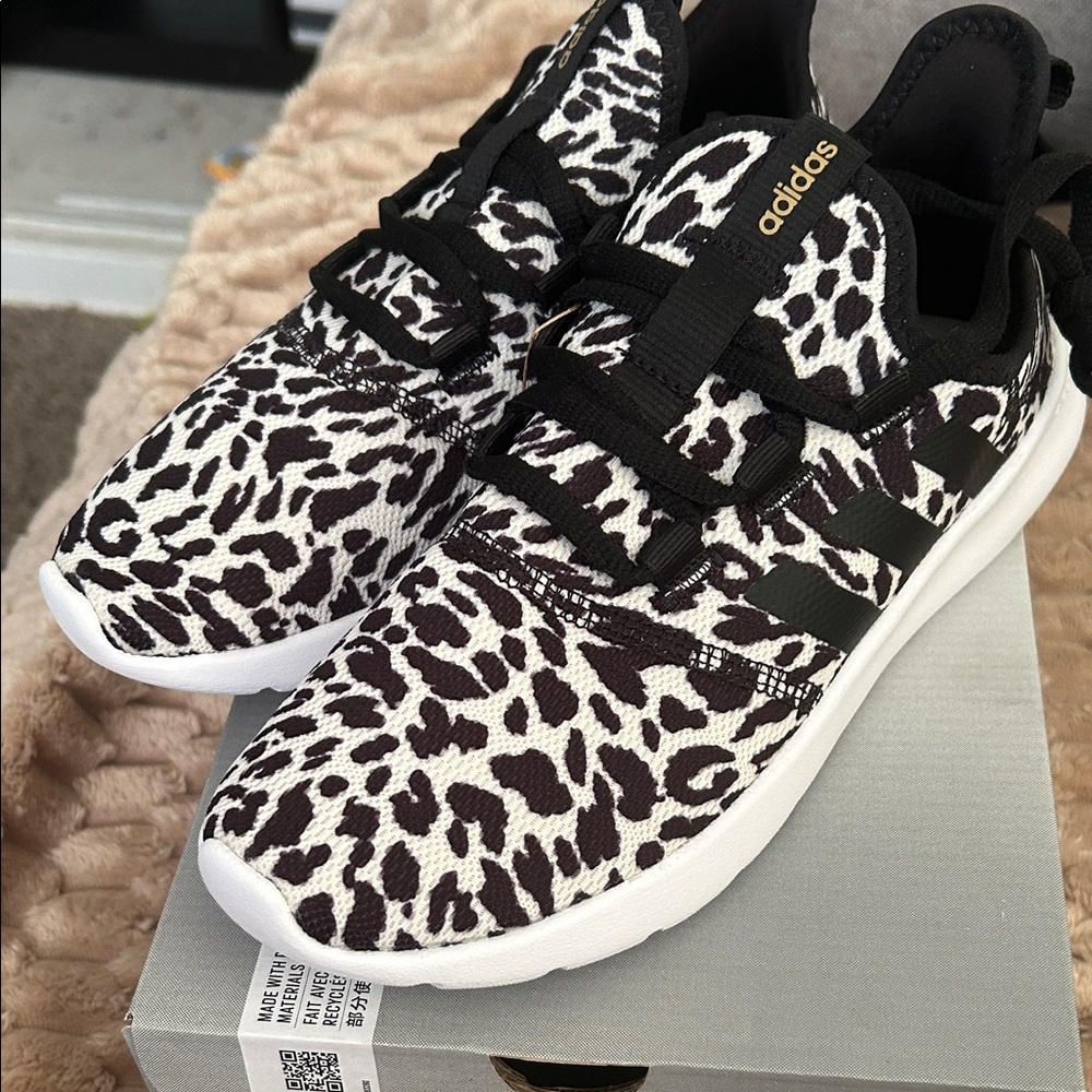 Adidas Cloudfoam Pure 2.0 Black and White Animal Print Sneakers - Picture 3 of 5